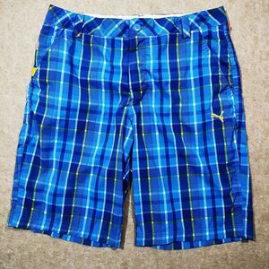 Puma Blue Plaid Chino Golf Performance Shorts #5